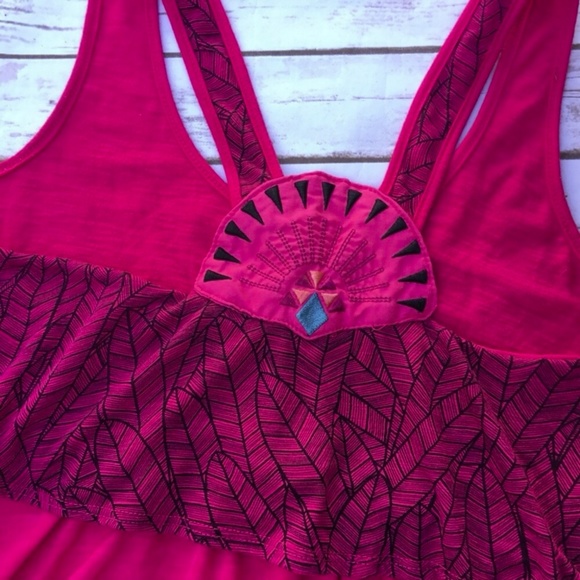 True Freedom Pink Layered Tibal Motif Sun Dress - Picture 5 of 7